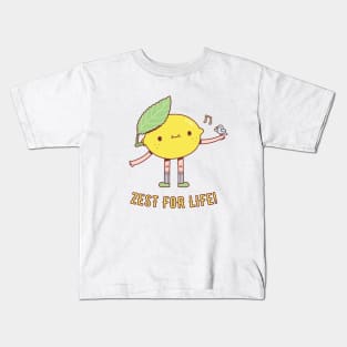 Cute Lemon and Bird Zest For Life Kids T-Shirt